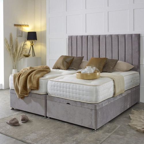 Luxury Hotel Zip and Link Contract 5000 Pocket Sprung Intelligent Wool Ottoman Divan Bed Set